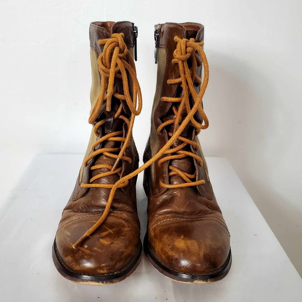 RUDSAK Cognac Leather Ankle Booties Zip/Lace - Picture 3 of 9